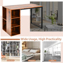 Computer Desk with 5 Side Shelves and Metal Frame-Rustic Brown