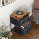 20 Inch Height Industrial Nightstand with 2 Pull-out Fabric Drawers-Rustic Brown by LJGDeals