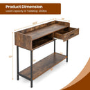 Long Console Table with Drawer and Metal Frame-Rustic Brown by LJGDeals
