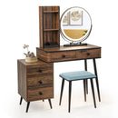 Vanity Table Set with 3-Color Lighted Mirror and Cushioned Stool by LJGDeals