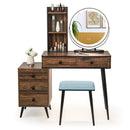 Vanity Table Set with 3-Color Lighted Mirror and Cushioned Stool by LJGDeals