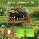 Rustic Rolling Flower Pot Stand with Wheels and Handle-Coffee by DirectDeals
