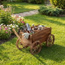 Rustic Rolling Flower Pot Stand with Wheels and Handle-Coffee by LJGDeals