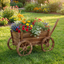 Rustic Rolling Flower Pot Stand with Wheels and Handle-Coffee by LJGDeals
