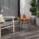 Rustic Round Solid Teak Wood Live Edge Outdoor Side End Table for Patio by LJGDeals