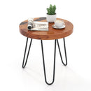 Rustic Round Solid Teak Wood Live Edge Outdoor Side End Table for Patio by LJGDeals
