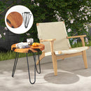Rustic Round Solid Teak Wood Live Edge Outdoor Side End Table for Patio by DirectDeals