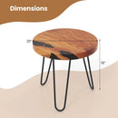 Rustic Round Solid Teak Wood Live Edge Outdoor Side End Table for Patio by LJGDeals