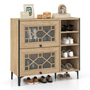 Rustic Shoe Cabinet with Flip-up See-through Doors and Adjustable Shelves-Oak by LJGDeals