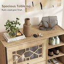 Rustic Shoe Cabinet with Flip-up See-through Doors and Adjustable Shelves-Oak by LJGDeals