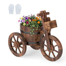 Rustic Wood Tricycle Planter with Wheels and Storage Box-Coffee by LJGDeals