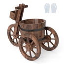 Rustic Wood Tricycle Planter with Wheels and Storage Box-Coffee by LJGDeals