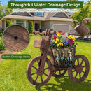 Rustic Wood Tricycle Planter with Wheels and Storage Box-Coffee by LJGDeals
