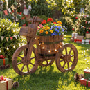Rustic Wood Tricycle Planter with Wheels and Storage Box-Coffee by LJGDeals