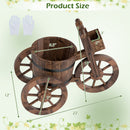 Rustic Wood Tricycle Planter with Wheels and Storage Box-Coffee