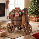 Rustic Wood Tricycle Planter Barrel Flower Pot Cart with Drainage Hole-Coffee by LJGDeals