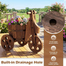 Rustic Wood Tricycle Planter Barrel Flower Pot Cart with Drainage Hole-Coffee by DirectDeals