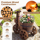 Rustic Wood Tricycle Planter Barrel Flower Pot Cart with Drainage Hole-Coffee by LJGDeals