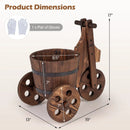 Rustic Wood Tricycle Planter Barrel Flower Pot Cart with Drainage Hole-Coffee by LJGDeals