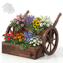 Rustic Wood Wagon Planter 2-Tier Versatile Raised Garden Bed with Wheels-Brown by LJGDeals