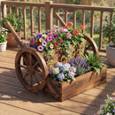 Rustic Wood Wagon Planter 2-Tier Versatile Raised Garden Bed with Wheels-Brown by LJGDeals