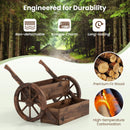 Rustic Wood Wagon Planter 2-Tier Versatile Raised Garden Bed with Wheels-Brown by LJGDeals