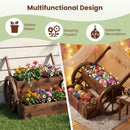 Rustic Wood Wagon Planter 2-Tier Versatile Raised Garden Bed with Wheels-Brown