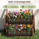 Rustic Wood Wagon Planter 2-Tier Versatile Raised Garden Bed with Wheels-Brown by LJGDeals