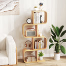 4-Tier S-Shaped Bamboo Bookcase with 4 Open Cubes for Living Room-Natural by DirectDeals