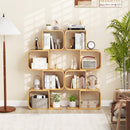 4-Tier S-Shaped Bamboo Bookcase with 4 Open Cubes for Living Room-Natural by DirectDeals