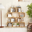 4-Tier S-Shaped Bamboo Bookcase with 4 Open Cubes for Living Room-Natural by LJGDeals