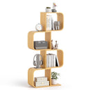 4-Tier S-Shaped Bamboo Bookcase with 4 Open Cubes for Living Room-Natural by DirectDeals