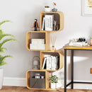 4-Tier S-Shaped Bamboo Bookcase with 4 Open Cubes for Living Room-Natural by LJGDeals
