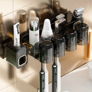 GobekUsa Inverted Toothbrush Holder with Automatic Toothpaste Squeezer & Makeup Storage Rack