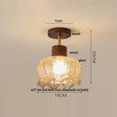 GobekUsa Amber Glass Wood LED Ceiling Light Fixture for Modern Living Room.