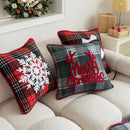 GobekUsa Buffalo Check Snowflake Jingle Bell Pillow Case | Retro Christmas Decoration