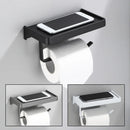 GobekUsa Aluminum Gray Bathroom Paper Roll Holder with Phone Shelf, Tissue Box Rack