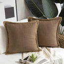 GobekUsa Hemp Rope Edging Lotus Leaf Hug Pillowcase - Medium Cotton Linen Cushion Cover