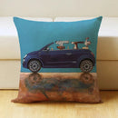 GobekUsa Cartoon Dog Car Drive Pillow Cover 45x45cm Linen Sofa Home Decor