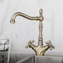 GobekUsa Antique Brass Dual Handle Swivel Sink Faucet Rotated Mixer Tap