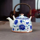 GobekUsa Blue and White Porcelain Teapot 900ml Clay Heated Kettle Puer Tea Cup Set