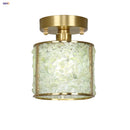 GobekUsa Copper Canopy LED Ceiling Light Glass Crystal Nordic Modern Decor for Home