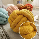 GobekUsa Lamb Fleece Sofa Bed Pillows, High-End Knotted Ball Cushions for Elegant Living Room Decor