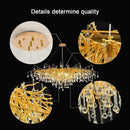GobekUsa Gold Nordic Crystal Chandelier - Long Branch Teardrop Design