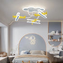 GobekUsa Cartoon Plane Chandelier Light Kids Room Ceiling Lamp Remote Control