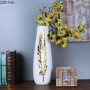 GobekUsa Gold Feather Vase & Artificial Flowers Set - Modern Home Decor