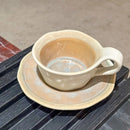 GobekUsa Kiln Porcelain Cup & Saucer: Creative Retro Coffee Mug Set