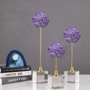 GobekUsa Crystal Flower Glass Craft Hyalinite Sculpture Metal Decorative Figurine