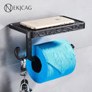 GobekUsa Aluminum Toilet Paper Holder with Phone Rack and Hook