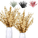 GobekUsa Golden Eucalyptus Leaves Stem x10 - Artificial Autumn Wedding DIY Decoration